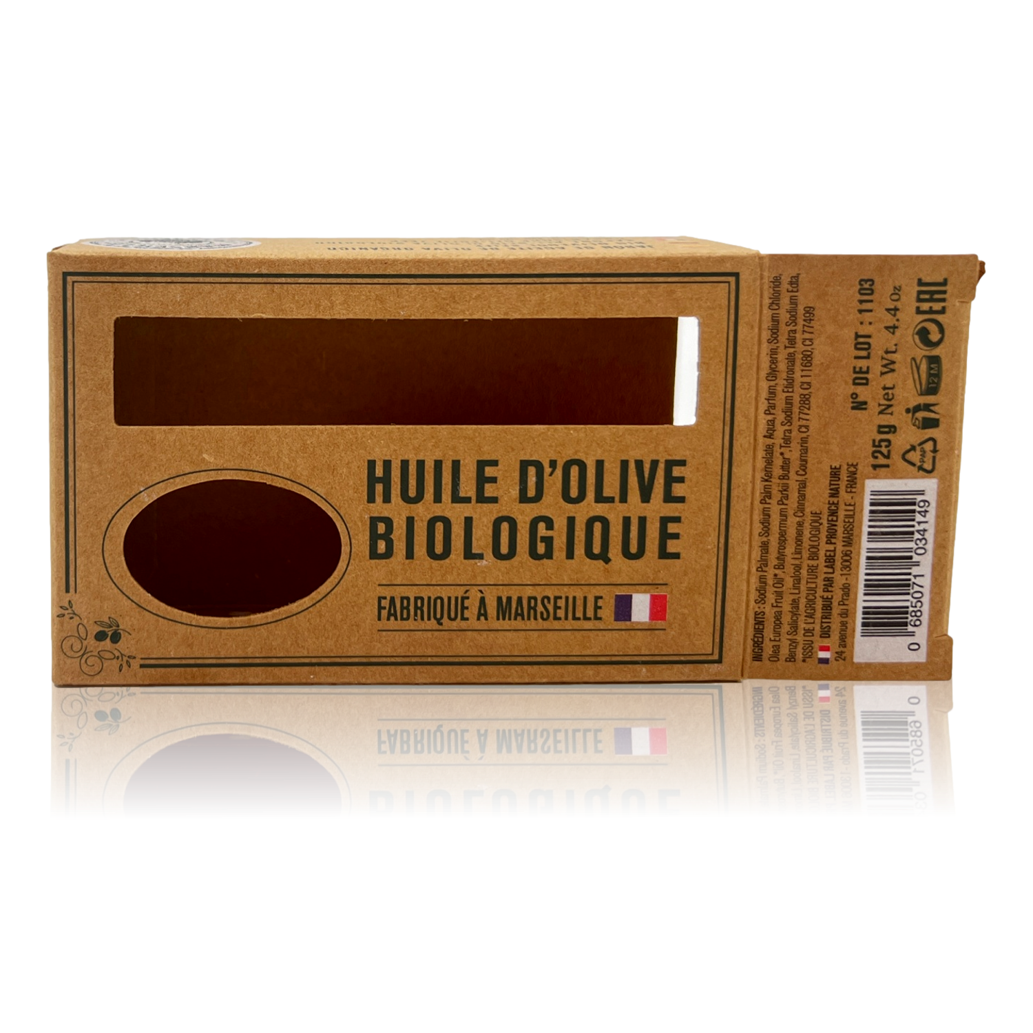 BOITE CARTON 125gINDIVIDUELLESAVON OLIVE